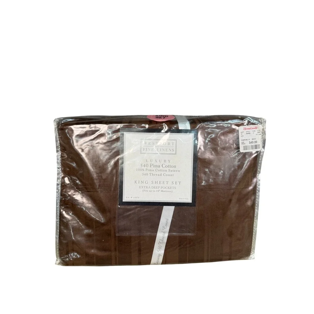 Westport Fine Linens 540 Pima Cotton Sateen King Sheet Set Brown Deep Pocket
